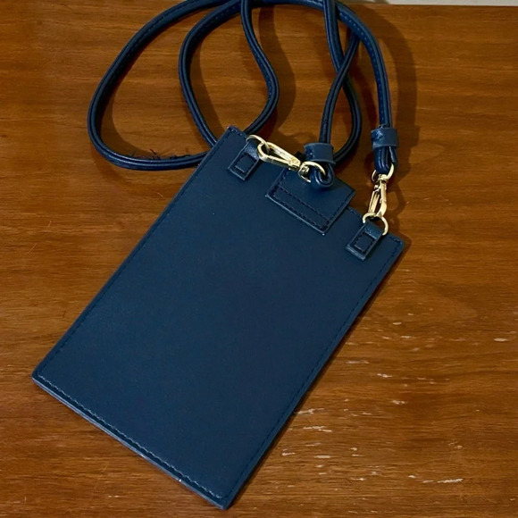 Nanette Lepore| Blue Leather Crossbody Purse Cell Phone ID Passport Bag 7  x 4” - Picture 4 of 4